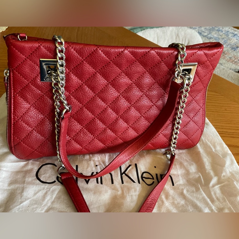 Leather Calvin Klein quilted handbag *Red*